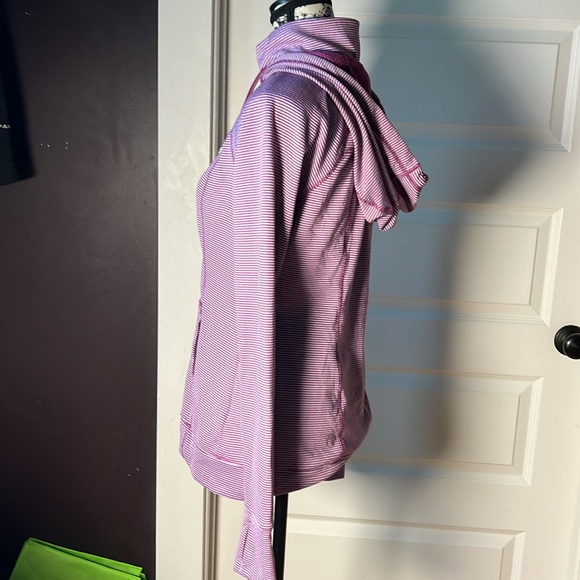 Tangerine Hoodie Purple Stripe 1/2 Zip Women’s Pullover Pocket Medium - Picture 5 of 8